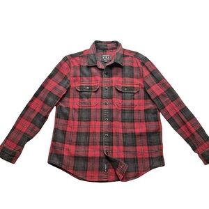 American Eagle Plaid Flannel Button Up Shirt Red Black Cotton Men’s XL